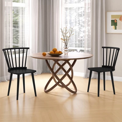Tangkula 4 PCS Dining Chair Windsor High Spindle Back Wood Kitchen Chairs W/ Rubber Wood Frame 2 Tangkula 4 PCS Dining Chair Windsor High Spindle Back Wood Kitchen Chairs W/ Rubber Wood Frame - Image 2