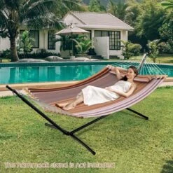 Tangkula Patio Hammock Foldable Portable Swing Chair Bed Detachable Pillow Blue & Green