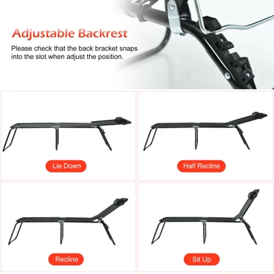 Tangkula Foldable Beach Chaise Lounge Chair with Adjustable Pillow & 4-Position Recline 6 Tangkula Foldable Beach Chaise Lounge Chair with Adjustable Pillow & 4-Position Recline - Image 6