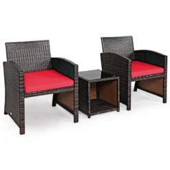 Tangkula 3 PCS Patio Rattan Furniture Set Conversation Chair Set With Soft Cushion & Coffee Table For Backyard Poolside Garden -Tangkula Shop GUEST ed29b3d1 48db 44ce aad9 ab619c013d50