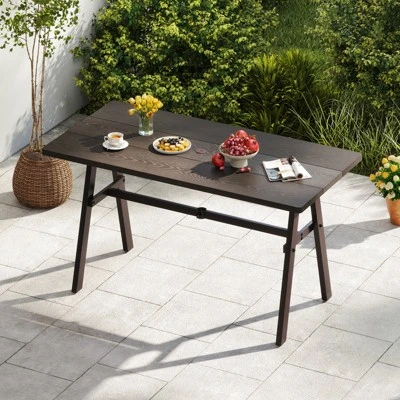 Tangkula 59" X 29.5" Rectangle Rustproof Patio Dining Table W/ 1.93" Umbrella Hole 1 Tangkula 59" X 29.5" Rectangle Rustproof Patio Dining Table W/ 1.93" Umbrella Hole
