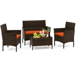 Tangkula Set Of 4 Furniture Set W/ Washable Cushions & Tempered Glass Coffee Table -Tangkula Shop GUEST ed740073 9795 4054 becc 9dbef68aec69