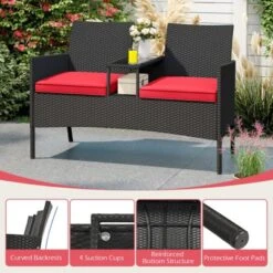 Tangkula 2-Seat Outdoor Rattan Loveseat with Integrated Coffee Table & Cushions -Tangkula Shop GUEST ed781c86 980d 4534 a209 e7cad3f4cc13