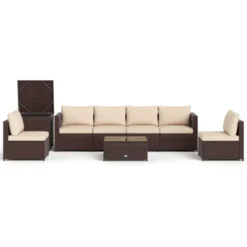 Tangkula 8 PCS Wicker Patio Furniture Set Rattan Sectional Sofa Set W/ Cushions -Tangkula Shop GUEST ed7eb93b bb98 4983 acc3 2cf36eee72e9