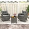 Tangkula 3-Piece All-Weather Wicker Outdoor Rocking Chair Set with Table