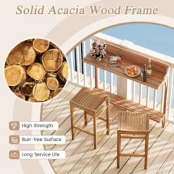 Tangkula 6-Piece Acacia Wood Balcony Bar Set with 2-Tier Table & 4 Curved Stools 14 Tangkula 6-Piece Acacia Wood Balcony Bar Set with 2-Tier Table & 4 Curved Stools -Tangkula Shop GUEST edb8dd7e 3b06 49c8 9b9c 5d0954a74802