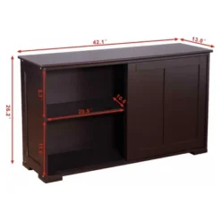 Tangkula Wood Buffet Cupboard Kitchen Storage Cabinet Sideboard W/ Sliding Door -Tangkula Shop GUEST ee0e875d 9561 4cce b358 7d9e9e3f9ff3