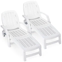 Tangkula 2 PCS Patio Lounge Chair Chaise Recliner Adjustable Backrest All Weather For Outdoor&Indoor Wheels White 11 Tangkula 2 PCS Patio Lounge Chair Chaise Recliner Adjustable Backrest All Weather For Outdoor&Indoor Wheels White -Tangkula Shop GUEST ee980bac fa57 459c afb2 bdd44338e4ff