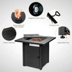 Tangkula 7-Piece Outdoor Rattan Sectional Set with 50,000 BTU Propane Fire Pit