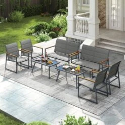 Tangkula 4-Piece Metal Outdoor Patio Furniture Set with Padded Fabric Seats -Tangkula Shop GUEST ef07296f d52b 4a3a ae8c b6818d114d0c