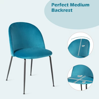 Tangkula Dining Chair Set Of 2 Upholstered Velvet Chair Set W/ Metal Base For Living Room 3 Tangkula Dining Chair Set Of 2 Upholstered Velvet Chair Set W/ Metal Base For Living Room - Image 3