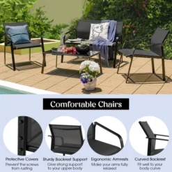 Tangkula 4PCS Patio Conversation Futniture Set W/ Fabric And Anti-Rust Steel Frame -Tangkula Shop GUEST f03b079b 0550 486b 94ac 82baf680f604