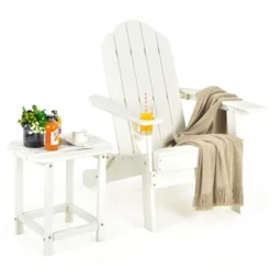 Tangkula Patio 2PCS Adirondack Chair Side Table Set Outdoor Chair Set With End Table Weather Resistant Cup Holder For Backyard Garden White -Tangkula Shop GUEST f0967f33 46fb 4485 9909 5e0d99789d5e