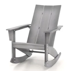Tangkula Set Of 2 Adirondack Rocking Chair All Weather HDPE Rocker Grey Patio