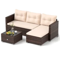 Tangkula 4 Seats Outdoor Patio Furniture Set L-Shaped Couch Set For Yard -Tangkula Shop GUEST f1407bfe b47d 4588 af76 5bd145ebff51