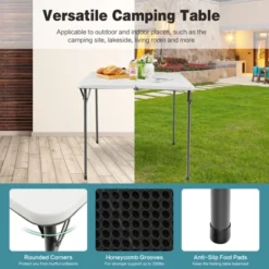 Tangkula Folding Camping Table Portable Picnic Table With All-Weather HDPE Tabletop Metal Frame & Carry Straps White/Gray 13 Tangkula Folding Camping Table Portable Picnic Table With All-Weather HDPE Tabletop Metal Frame & Carry Straps White/Gray -Tangkula Shop GUEST f16f153f fe7b 411f 8e6f af6aae9feca2