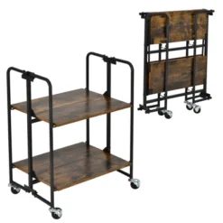 Tangkula 2-Tier Folding Bar Cart Kitchen Serving Island Utility Cart Storage Shelves -Tangkula Shop GUEST f1852c3d eb6d 4a3a b68c b2108fb061a2