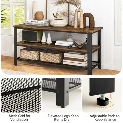 Tangkula Industrial TV Stand Media Entertainment Center With 2-tier Open Storage Shelves & Metal Frame TV Cabinet For TVs Up 7 Tangkula Industrial TV Stand Media Entertainment Center With 2-tier Open Storage Shelves & Metal Frame TV Cabinet For TVs Up - Image 7