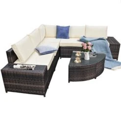 Tangkula 6-Piece Outdoor Rattan Conversation Set Sectional Sofa Set With Arc-Shaped Table 10 Tangkula 6-Piece Outdoor Rattan Conversation Set Sectional Sofa Set With Arc-Shaped Table -Tangkula Shop GUEST f214e7c0 353f 4dbc 8f67 a65c5c40ecfc