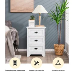 Tangkula End Table Nightstand Bedroom Storage W/ 3 Drawers & Wood Slide White 15 Tangkula End Table Nightstand Bedroom Storage W/ 3 Drawers & Wood Slide White -Tangkula Shop GUEST f2300d4c 0a76 4712 93c4 04be67971294