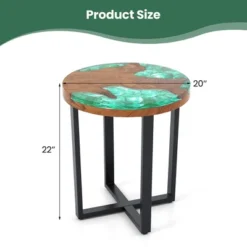Tangkula 20" Round Teak Wood End Table Solid Live Edge Outdoor Side Table W/ Mahogany Base -Tangkula Shop GUEST f275de11 0ec4 465f b393 3ae61e4f2bc1