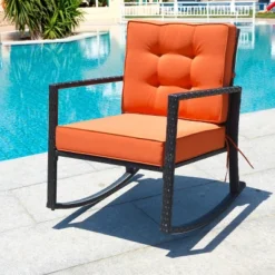Tangkula Outdoor Wicker Rocking Chair Glider Rattan Rocker Recliner