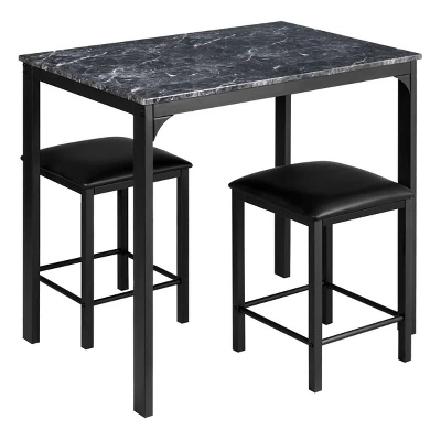 Tangkula 3 Pieces Counter Height Table Set 2 Chairs Bar Dining Room Faux Marble 8 Tangkula 3 Pieces Counter Height Table Set 2 Chairs Bar Dining Room Faux Marble - Image 8