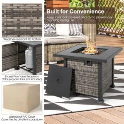 Tangkula 9 Pieces Outdoor Patio Furniture Set W/ 32" Propane Fire Pit Table Sectional Sofa Set W/ Storage Box Black/Gray/Navy/Red/Turquoise/Off White -Tangkula Shop GUEST f282d006 fe83 4cd6 a68c bda303f72c99