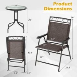 Tangkula 3-Piece Outdoor Bistro Set: Tempered Glass Table & Folding Chairs -Tangkula Shop GUEST f2c04a81 5d56 4fec ba88 185b7642b0f1