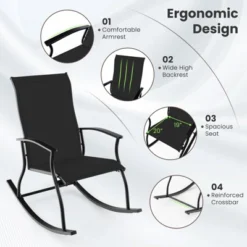 Tangkula Set Of 4 Outdoor Rocking Chair Patio Rocker W/ Breathable Fabric Black -Tangkula Shop GUEST f30be041 b41e 4b46 8c57 31ca805a6cf7 1
