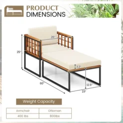 Tangkula 4PCS Outdoor Chaise Lounge Chair Acacia Wood Heavy Duty 1200 Lbs Weight Capacity -Tangkula Shop GUEST f32817f8 644b 4822 b0e9 06d9d2ca1694