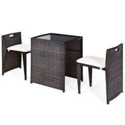 Tangkula 3 PCS Cushioned Wicker Patio Furniture Set Seat Sofa Outdoor No Assembly Brown -Tangkula Shop GUEST f334be80 a5ba 4798 9693 52dc27d60404