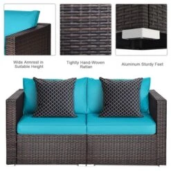 Tangkula 2PCS Rattan Corner Sofa Set Patio Outdoor Furniture Set W/ 4 Blue Cushions 15 Tangkula 2PCS Rattan Corner Sofa Set Patio Outdoor Furniture Set W/ 4 Blue Cushions -Tangkula Shop GUEST f3788cb2 65c6 4ec5 974e eab4b2ec5e82 1