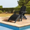 Tangkula Outdoor Adirondack Chair W/Ergonomic Design&Ottoman Lounge Armchair HDPE Chair For Yard&Patio Black/Grey/Turquoise/White