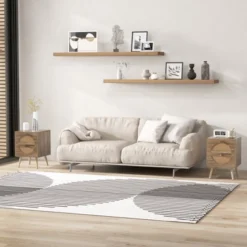 Tangkula Rattan Nightstand Set Of 2 End Side Table With 2 Rattan Drawers Pine Wood Legs Wood Accent Table -Tangkula Shop GUEST f380b540 eaa2 429d a61c 022491186fed