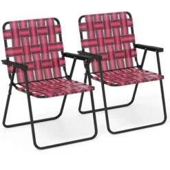 Tangkula Set Of 2 Patio Folding Web Chair Set Portable Beach Camping Chair Red -Tangkula Shop GUEST f38e6bb1 70a6 48b2 92df 6dc9c9d3eb29