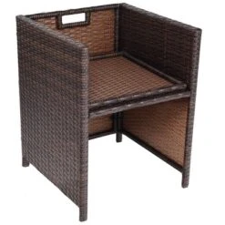 Tangkula 10-Piece Outdoor Rattan Dining Set with 6 Armchairs & 4 Ottomans