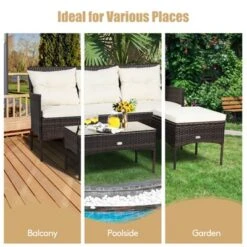Tangkula 3 PCS Patio Furniture Set Outdoor All Weather Wicker Conversation Set W/Cushioned Ottoman & Side Table -Tangkula Shop GUEST f3b9bd3e 111d 4f4b 956c aefe0d4a82e8