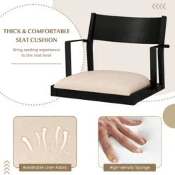 Tangkula Dining Chair W/ Arms Set Of 4 Modern Kitchen Chairs W/ Contoured Backrest Black & Beige -Tangkula Shop GUEST f3d74be4 608e 4452 bfec 23a6c2ceb4eb