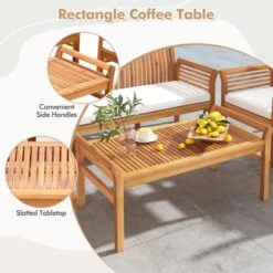 Tangkula 5 Pieces Acacia Wood Patio Conversation Set Outdoor Furniture Sofa Set With Removable Seat Cushions Sectional Sofa & Table Set -Tangkula Shop GUEST f3eed65c 4ded 48c4 9e9d bbe9b479a250