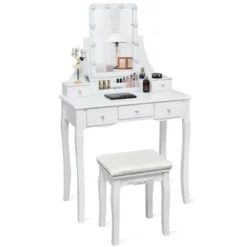 Tangkula LED Vanity Table Makeup Dresser Desk W/Drawers &Cushioned Stool Black/Brown/White 16 Tangkula LED Vanity Table Makeup Dresser Desk W/Drawers &Cushioned Stool Black/Brown/White -Tangkula Shop GUEST f42a0f80 ca14 4f2e b7de fbf29363efa6