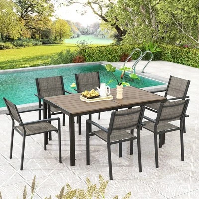Tangkula 59" X 35" Large Rectangle Outside Table W/ Metal Legs Accommodate Up To 6 3 Tangkula 59" X 35" Large Rectangle Outside Table W/ Metal Legs Accommodate Up To 6 - Image 3
