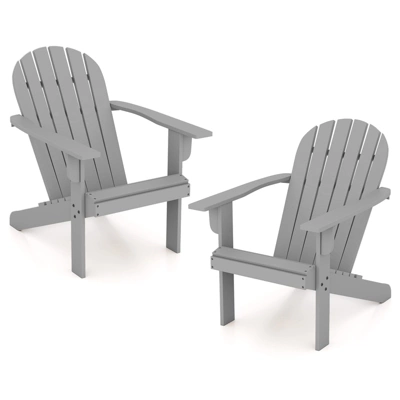 Tangkula Set of 2 Patio Adirondack Chairs with Inclined Seat and Wide Armrests 4 Tangkula Set of 2 Patio Adirondack Chairs with Inclined Seat and Wide Armrests - Image 4