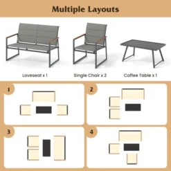 Tangkula 4-Piece Metal Outdoor Patio Furniture Set with Padded Fabric Seats -Tangkula Shop GUEST f5383392 33fb 49f7 948d cf4a1bbfb9af
