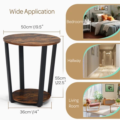 Tangkula 2-Tier Industrial Round End Table Metal Sofa Side Table W/ Storage Shelf 6 Tangkula 2-Tier Industrial Round End Table Metal Sofa Side Table W/ Storage Shelf - Image 6
