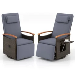 Tangkula Set of 2 Patio Rattan 360° Swivel Recliner Chairs with Side Table 19 Tangkula Set of 2 Patio Rattan 360° Swivel Recliner Chairs with Side Table -Tangkula Shop GUEST f5ba706c b6c4 4f68 9b64 c8b77abbd83e