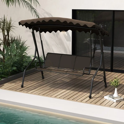 Tangkula 3-Seat Outdoor Swing, Porch Canopy Swing W/ Adjustable Shading Breathable Seat 3 Tangkula 3-Seat Outdoor Swing, Porch Canopy Swing W/ Adjustable Shading Breathable Seat - Image 3