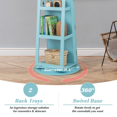 Tangkula 360° Rotating Mirrored Jewelry Cabinet Armoire 3 Color LED Modes Lockable 5 Tangkula 360° Rotating Mirrored Jewelry Cabinet Armoire 3 Color LED Modes Lockable - Image 5