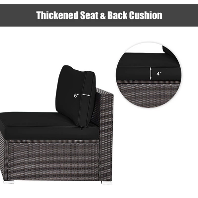 Tangkula 2PCS Patio Sectional Armless Sofas Outdoor Rattan Furniture Set W/ Cushions Black 7 Tangkula 2PCS Patio Sectional Armless Sofas Outdoor Rattan Furniture Set W/ Cushions Black - Image 7