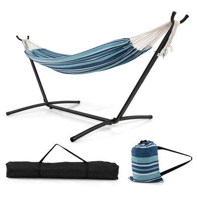 Tangkula Portable Indoor Outdoor 2-Person Double Hammock Set W/ Stand And Carrying Cases 10 Tangkula Portable Indoor Outdoor 2-Person Double Hammock Set W/ Stand And Carrying Cases - Image 10